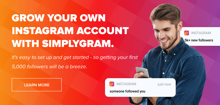 grow your own Instagram account with SimplyGram banner image