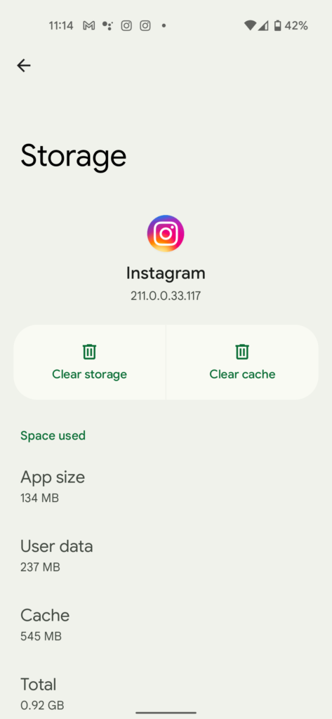 clear the Instagram cache image