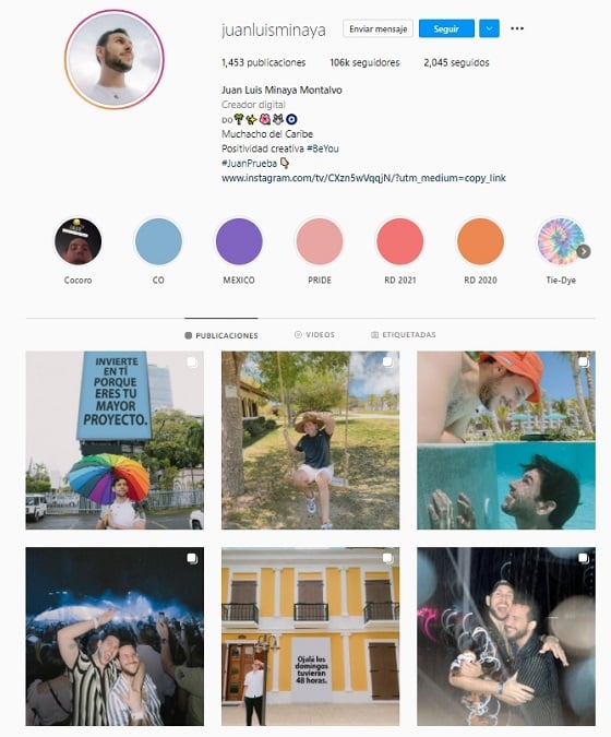 Examples of feeds in Instagram accounts